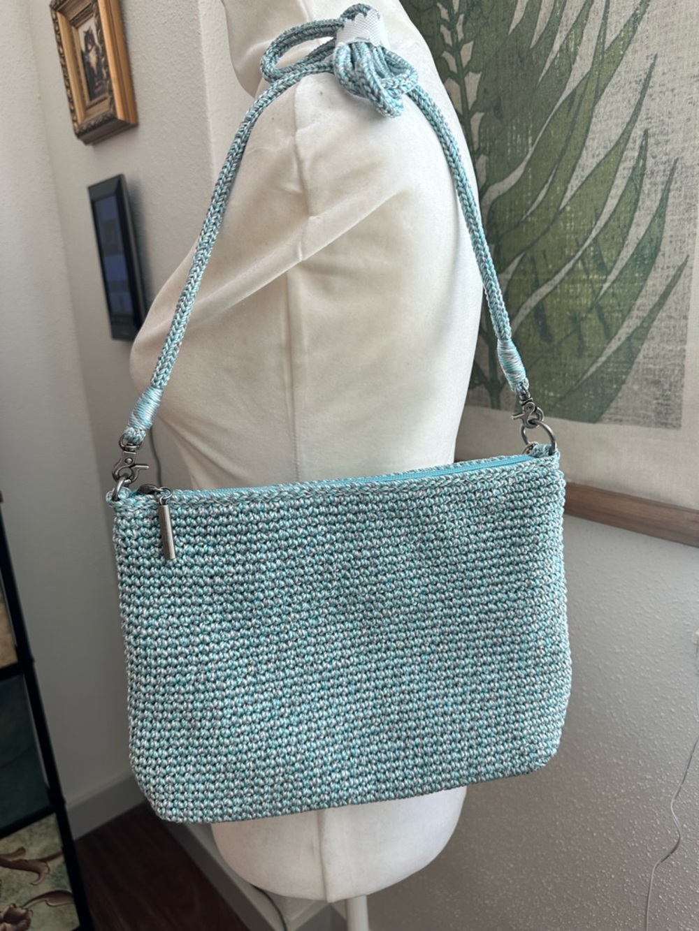The Sak Lumi P Convertible Chambray Blue Crochet Crossbody Bag